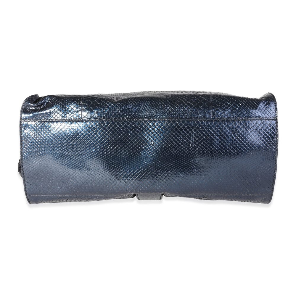 Gucci Blue Shiny Python Large Stirrup Bag - image 5
